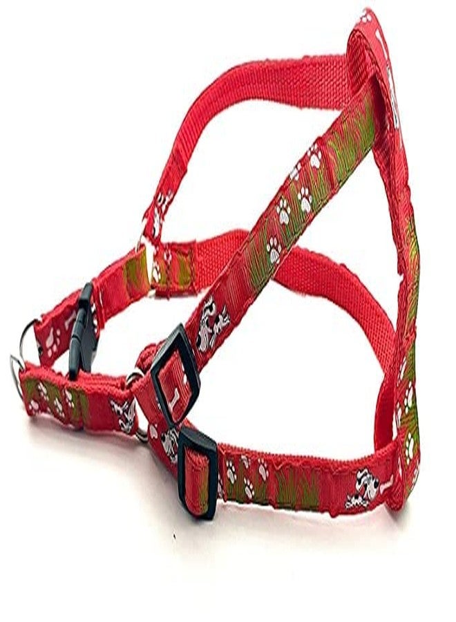Pups&Pets Pet 15 MM Adjustable Leash with Harness Set with Puppy Printed Nylon Harness for Small & Medium Dogs (Red) - Image 4
